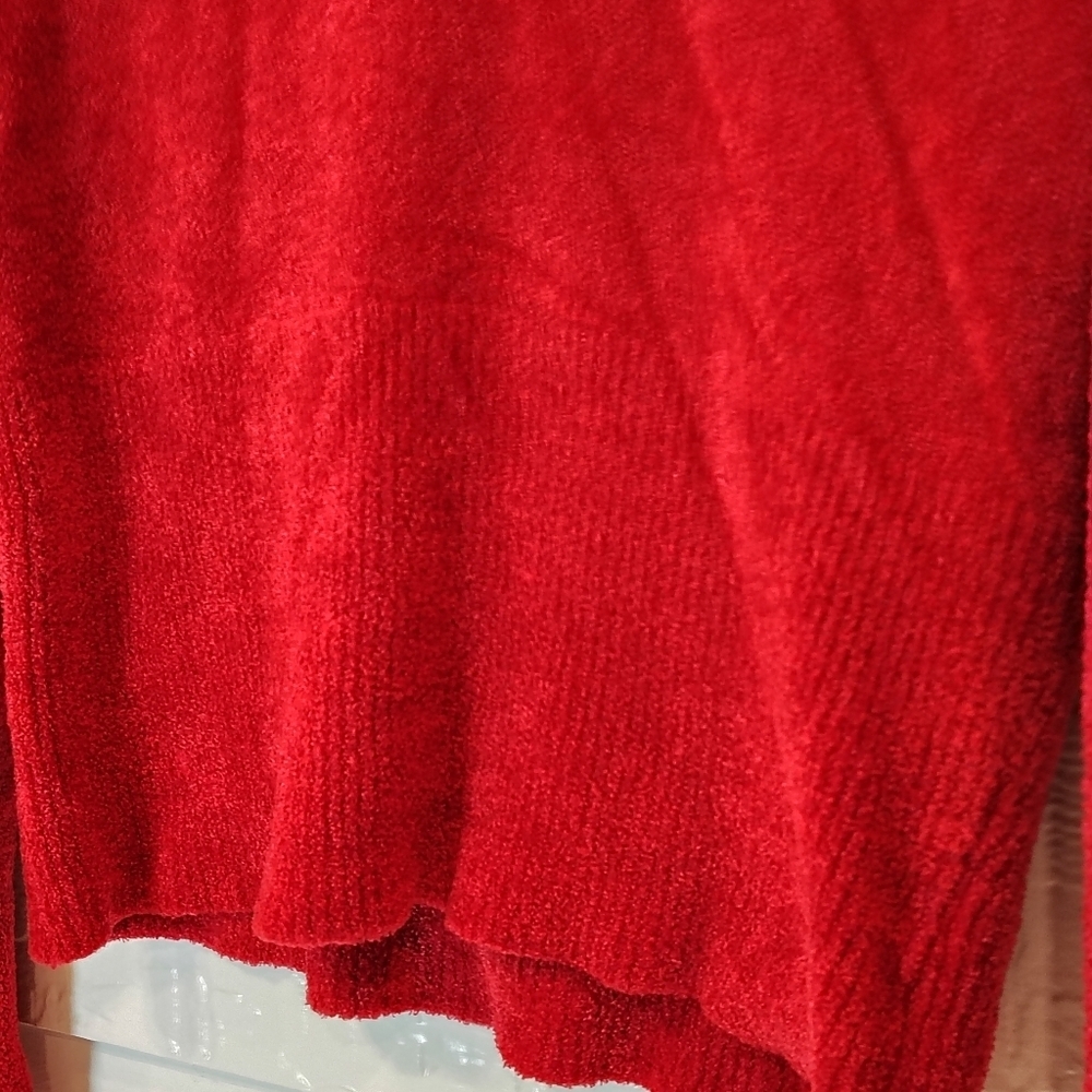 Worthington Sweater Women's Size L Solid Red Cowl Neck Fleece Long Sleeve COZY - Picture 3 of 8